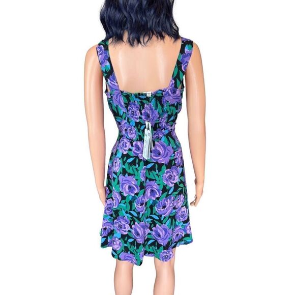 NWT JDY ASOS Square Neck Retro Purple Floral Print Skater Mini Dress Size 6 - Picture 8 of 8